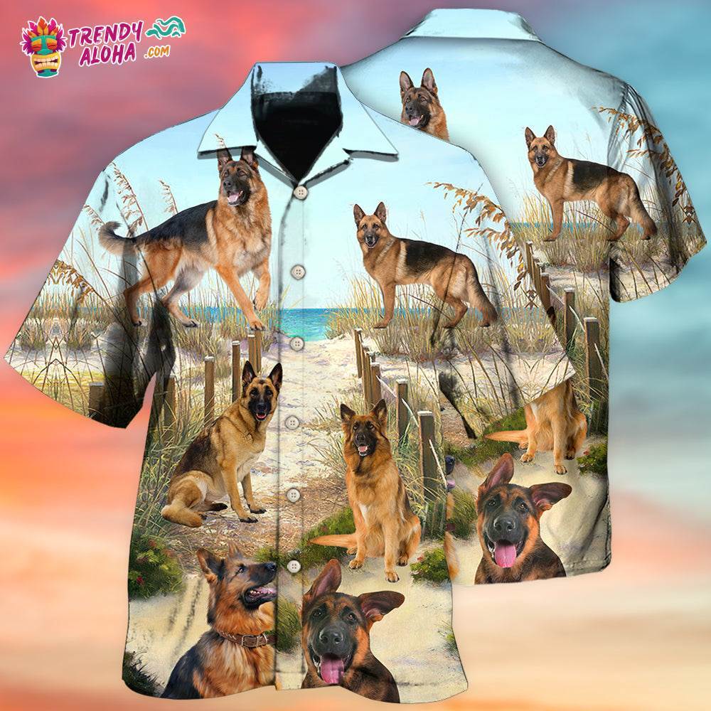 German Shepherd Best Friends For Life In Sand Hawaiian Shirt – Trendy Aloha