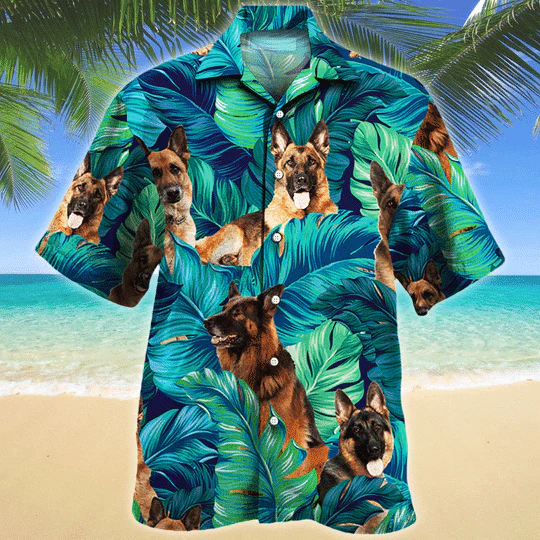 German Shepherd Dog Lovers Hawaiian Style For Summertime All Printed 3D Hawaiian Shirt