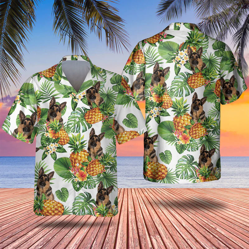 German Shepherd Dog Tropical Pattern Trendy Hawaiian Shirt, Dog Lover Trendy Hawaiian Shirt, Summer Gift For Men And Women