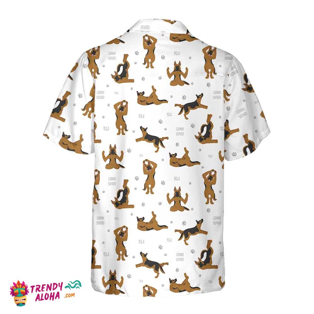 German Shepherd Doing Yoga Hawaiian Shirt, Funny German Shepherd Shirt, Dog Hawaiian Shirt For Adults