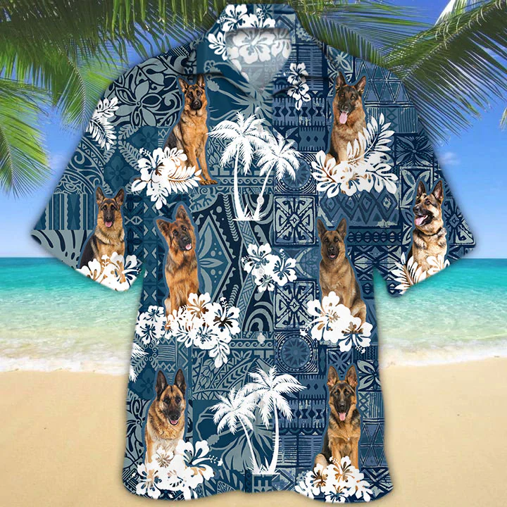 German Shepherd Floral Aloha Hawaiian Shirt for All