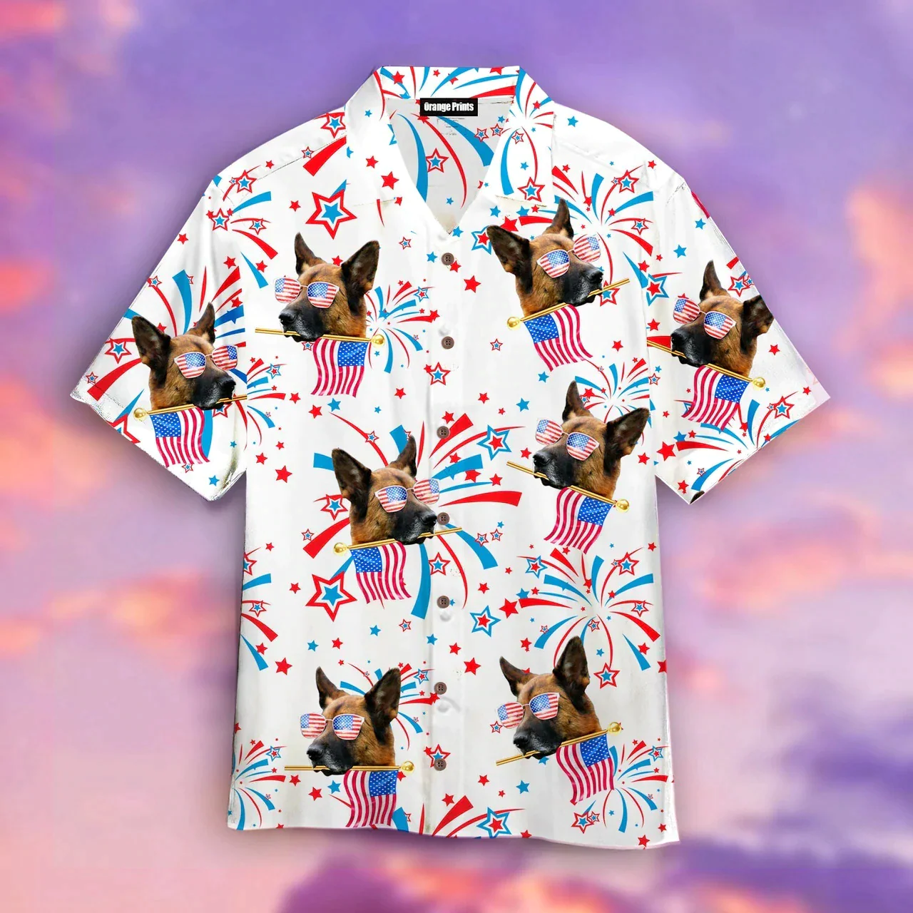 German Shepherd Happy America Flag Trendy Hawaiian Shirt