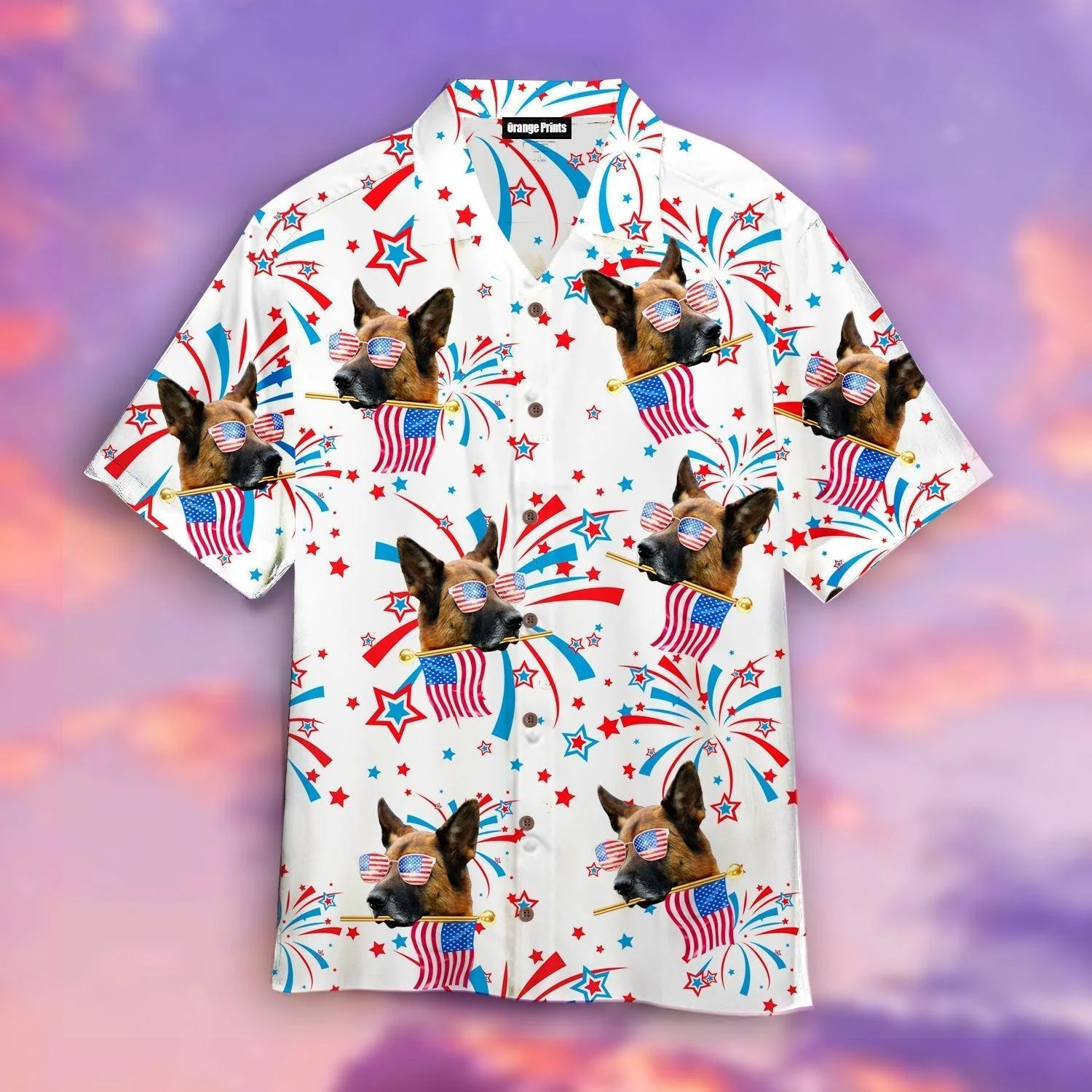 German Shepherd Happy America Flag Trendy Hawaiian Shirt For