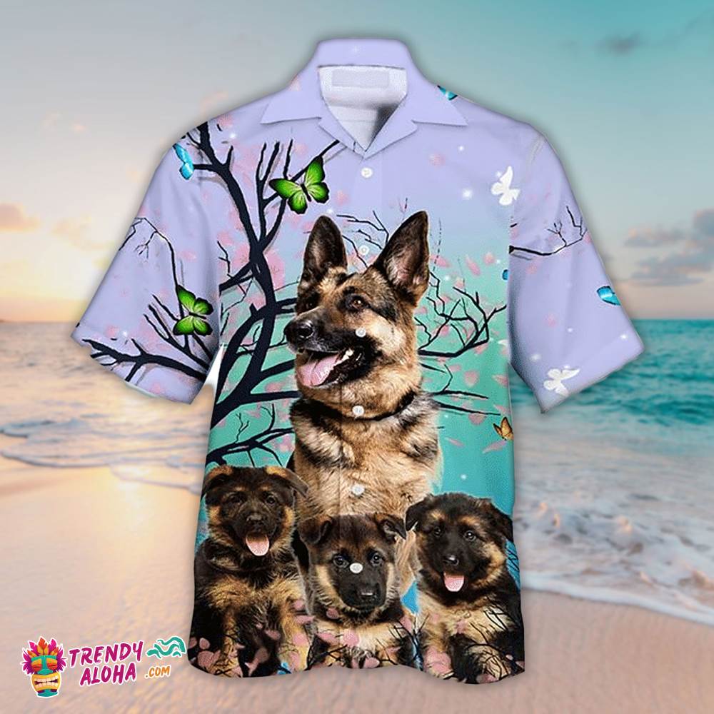 German Shepherd Hawaiian Aloha Beach Shirt