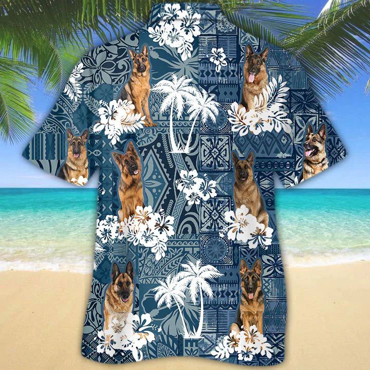 German Shepherd Hawaiian Shirt, Flower Dog Short Sleeve Hawaiian Aloha Shirt, Hawaiian Shirt For Men, Women