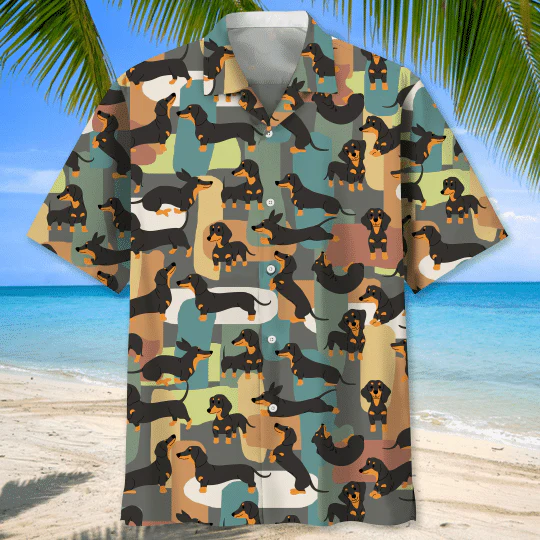 German Shepherd Magic Hawaiian Tropical Plants 3D Blue & White Delight