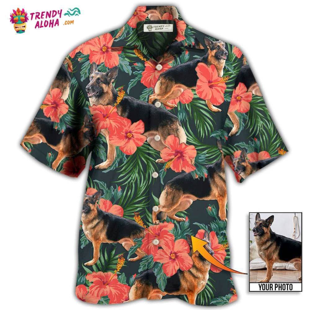 German Shepherd Tropical Custom Photo Hawaiian Shirt – Trendy Aloha German Shepherd Tropical Custom Photo Hawaiian Shirt – Trendy Aloha