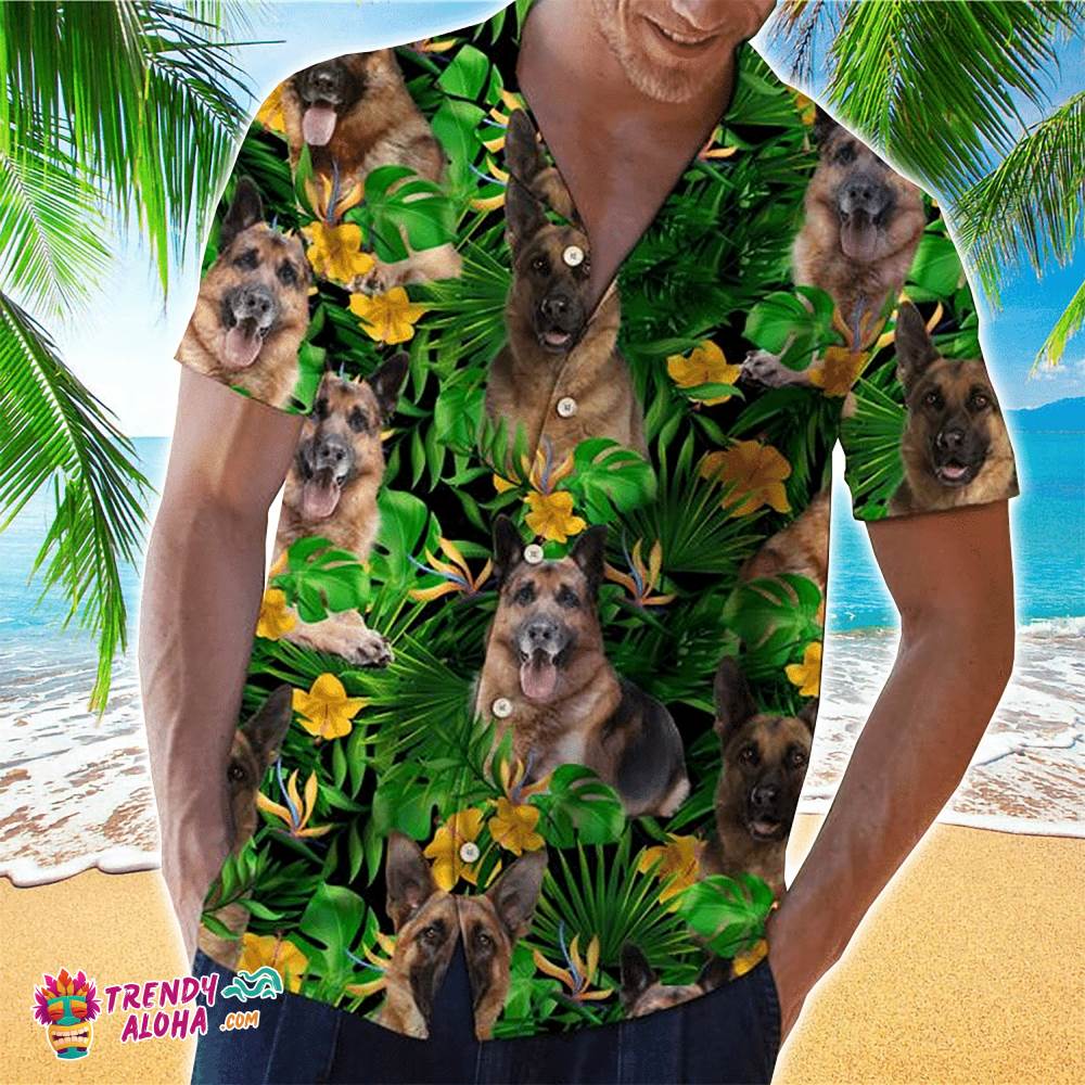 German Shepherd Tropical Wild Flower Best Hawaiian Aloha Beach Shirt