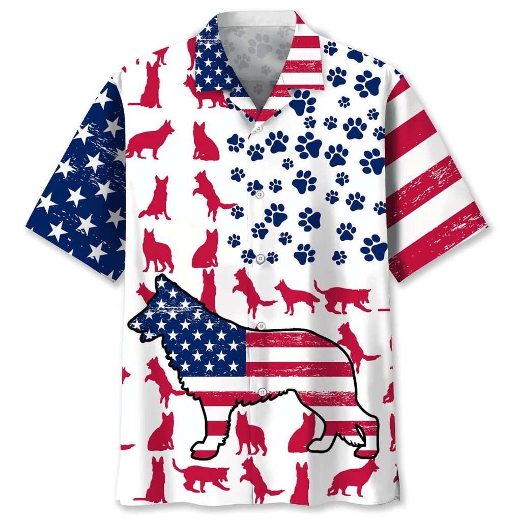 German Shepherd Usa Flag Trendy Hawaiian Shirt