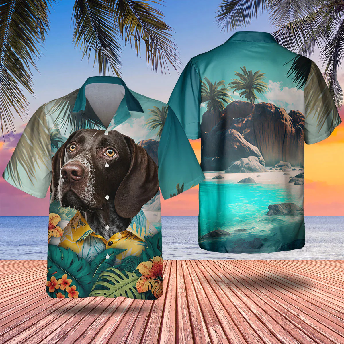 German Shorthaired Pointer 2 3D Tropical Trendy Hawaiian Shirt, Dog Lover Trendy Hawaiian Shirt, Summer Trendy Hawaiian Shirt For Men And Women German Shorthaired Pointer 2 3D Tropical Trendy Hawaiian Shirt, Dog Lover Trendy Hawaiian Shirt, Summer Trendy Hawaiian Shirt For Men And Women