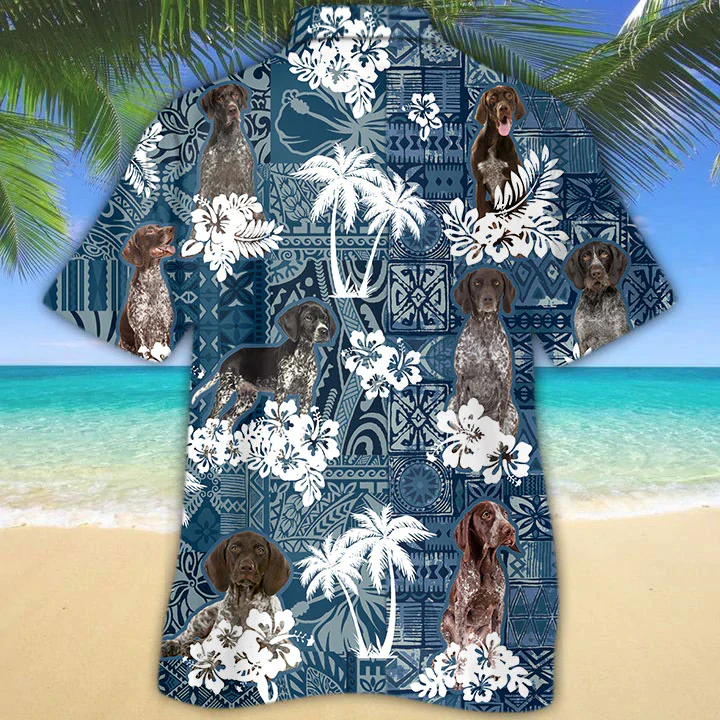 German Shorthaired Pointer Trendy Hawaiian Shirt, Flower Dog Short Sleeve Hawaiian Aloha Shirt, Gift For Dog Lovers