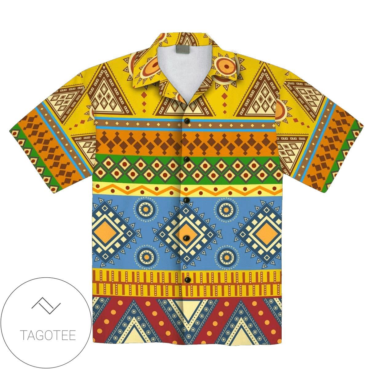 Get Here African Pattern Yellow Tropical Hawaiian Shirts