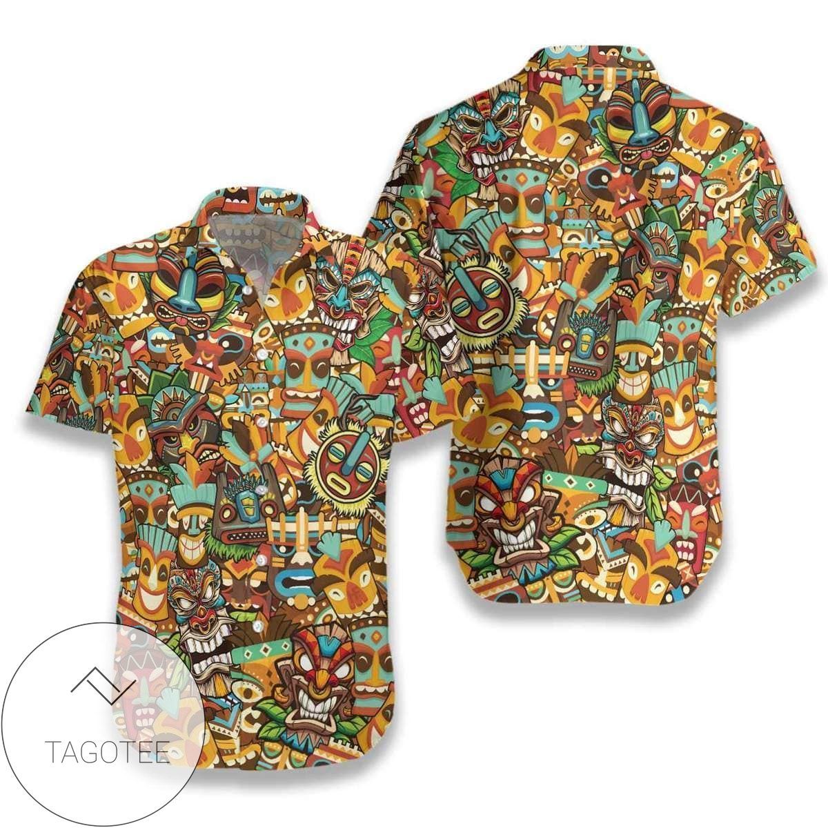 Get Here Amazing Tiki Pattern Unisex Hawaiian Shirts