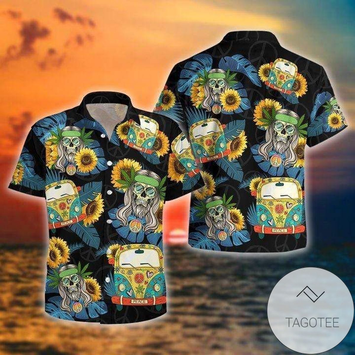 Get Here Flower Skull Hippie Car Hawaiian Shirts