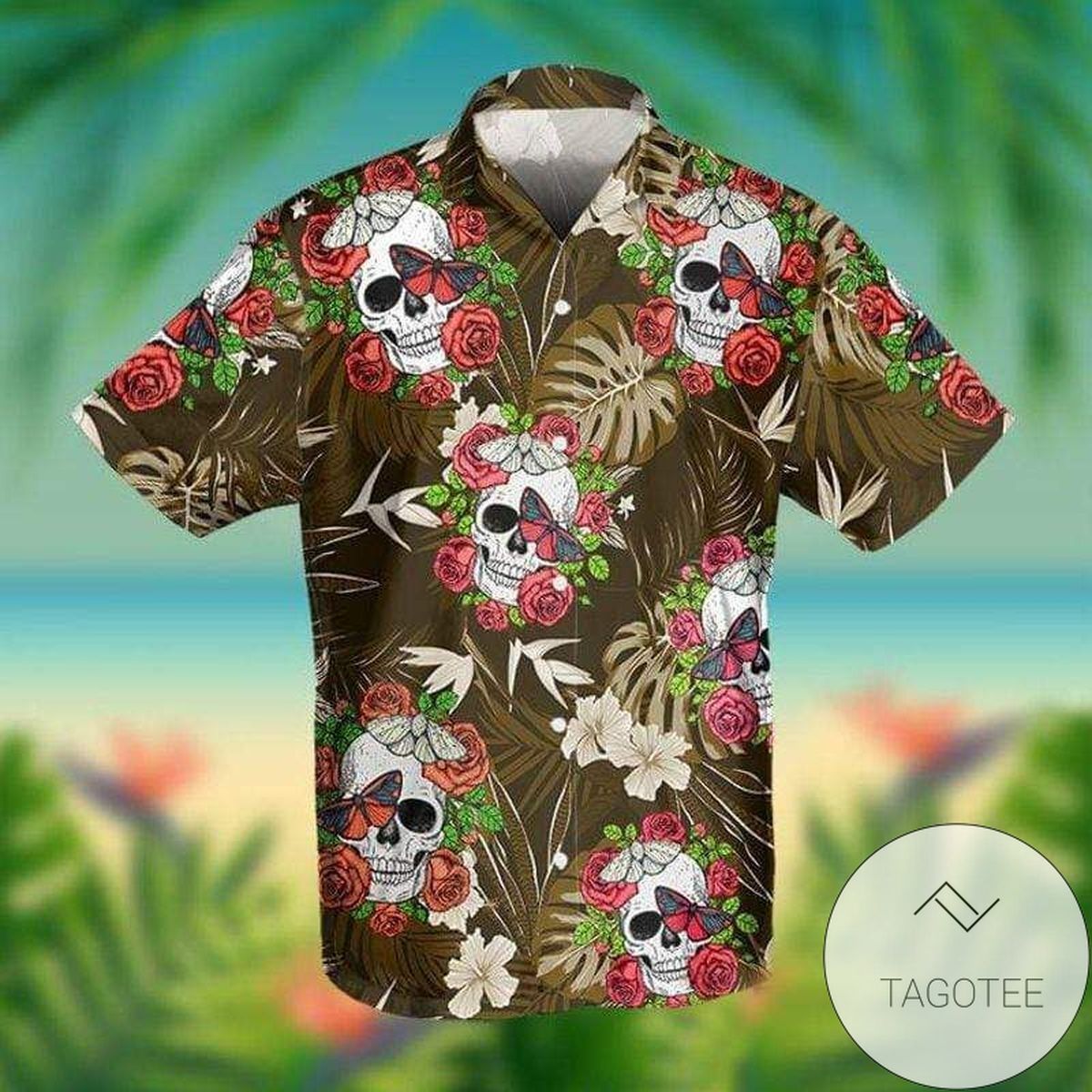 Get Here Flowers Skull Summer Vibe Rose Tropical Hawaiian Shirts