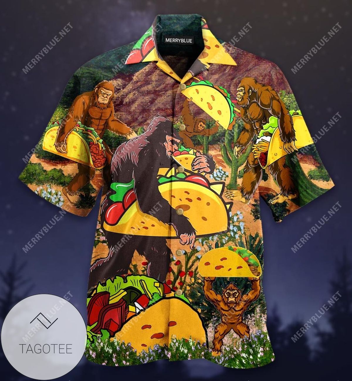 Get Here Funny Bigfoot Loves Tacos Unisex Hawaiian Shirts
