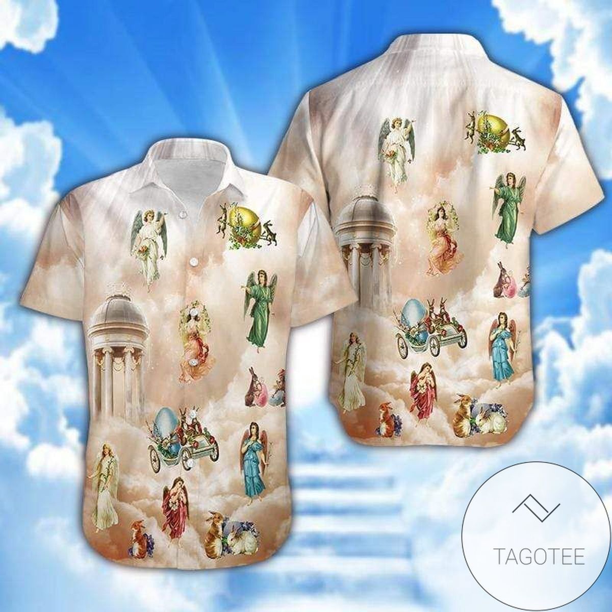 Get Here Happy Easter Day Angel Heaven Unisex Hawaiian Shirts