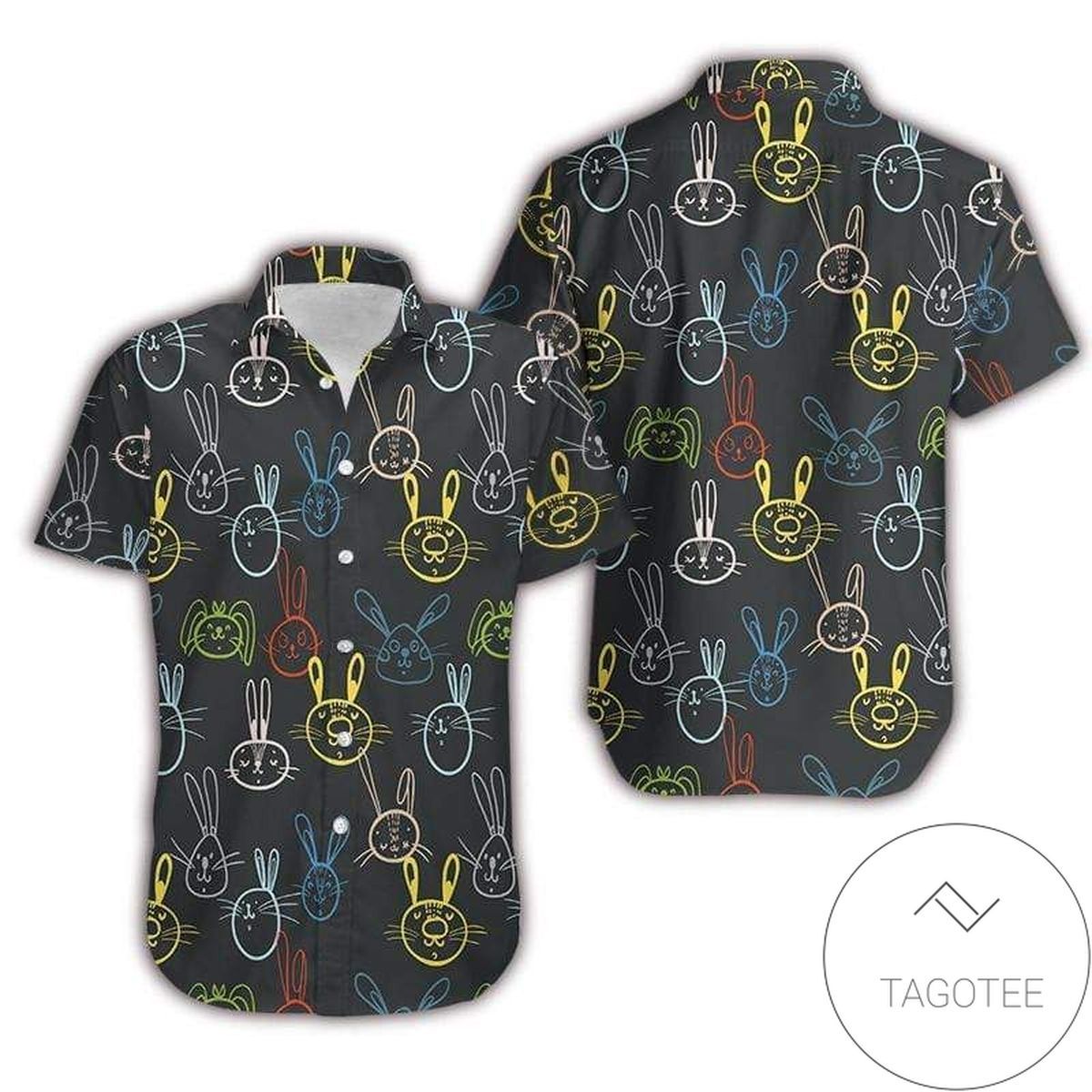 Get Here Hawaiian Shirts Cute Bunny On Easter Day