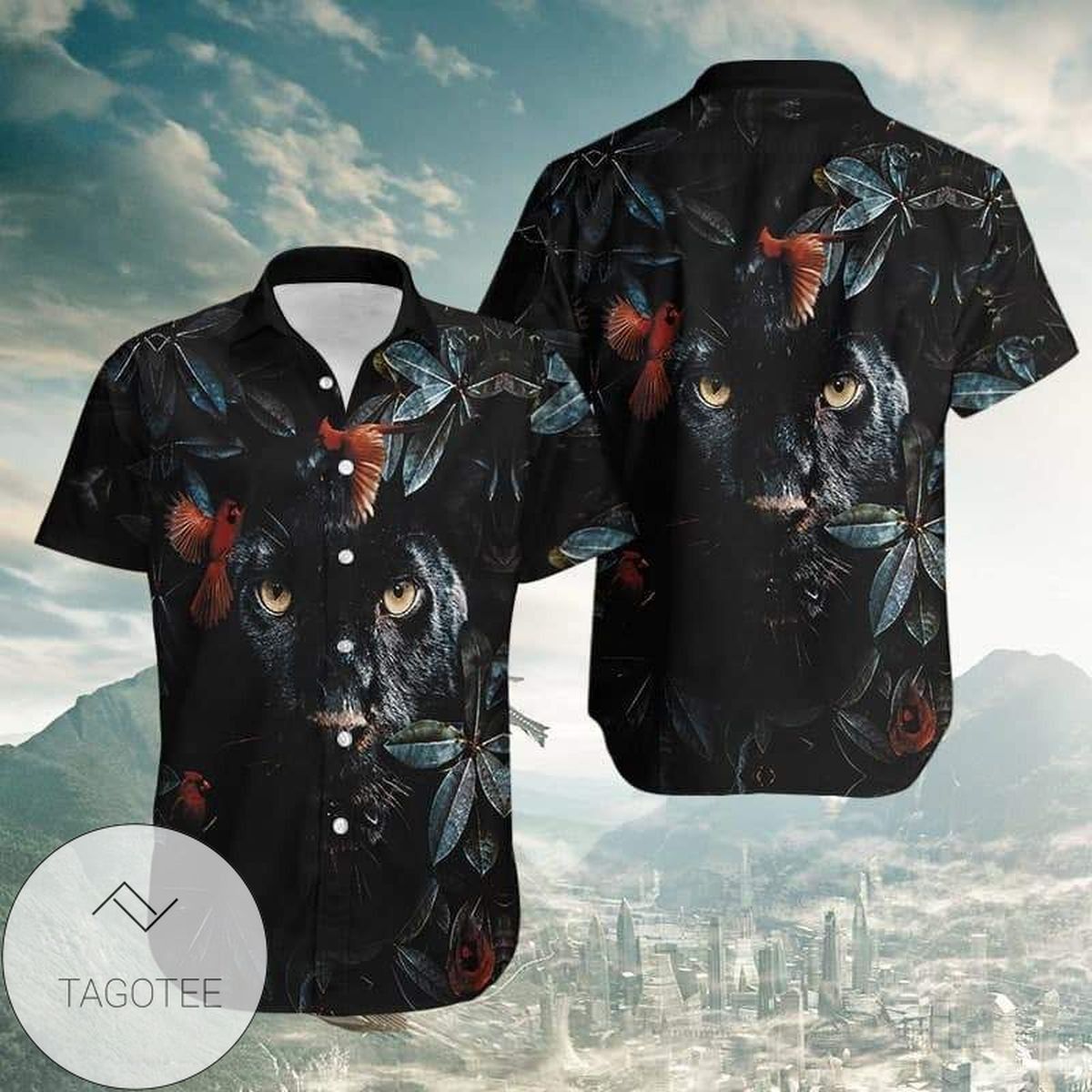 Get Here Hawaiian Shirts Flower Cardinal Panther