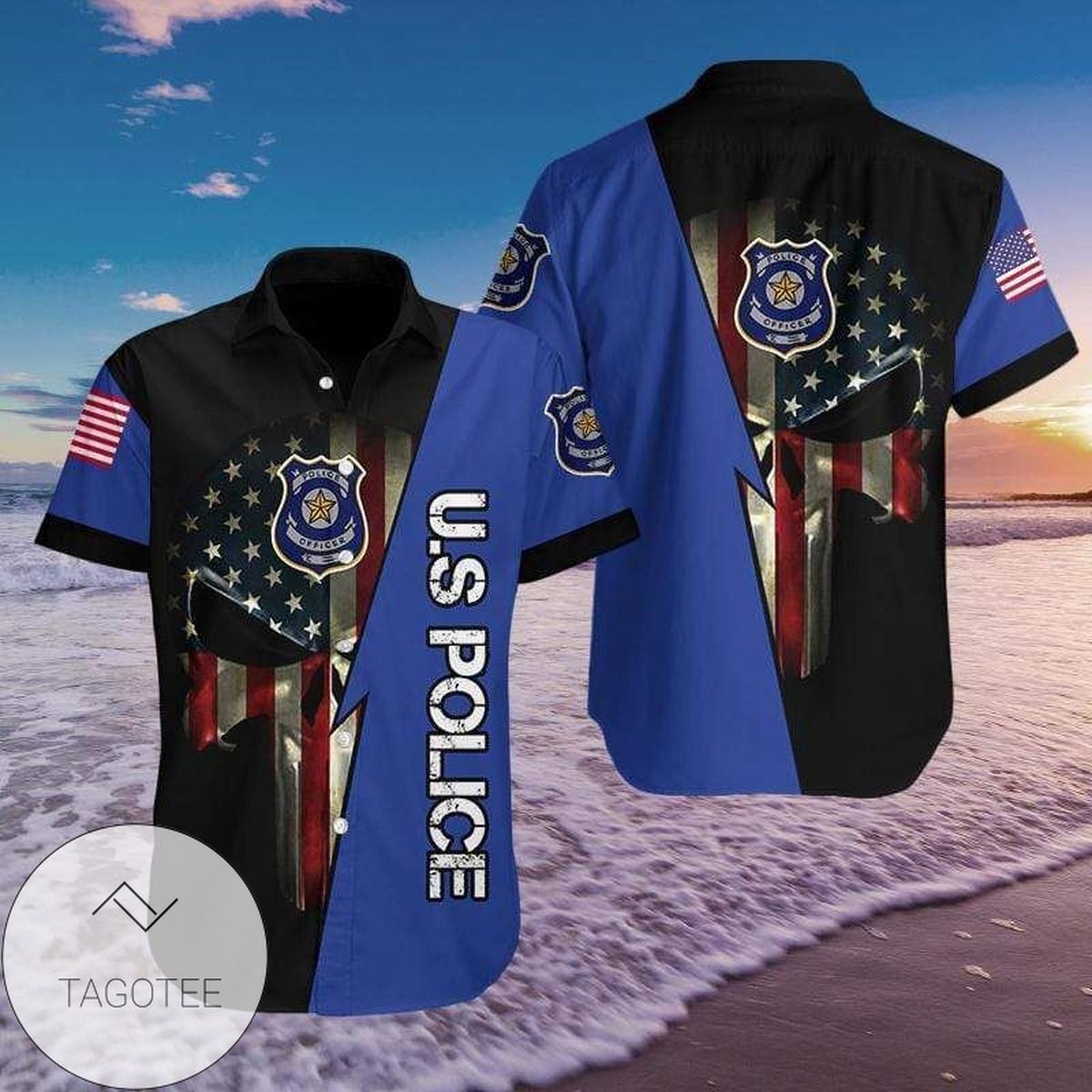 Get Here Hawaiian Shirts Skull Us Police 2409