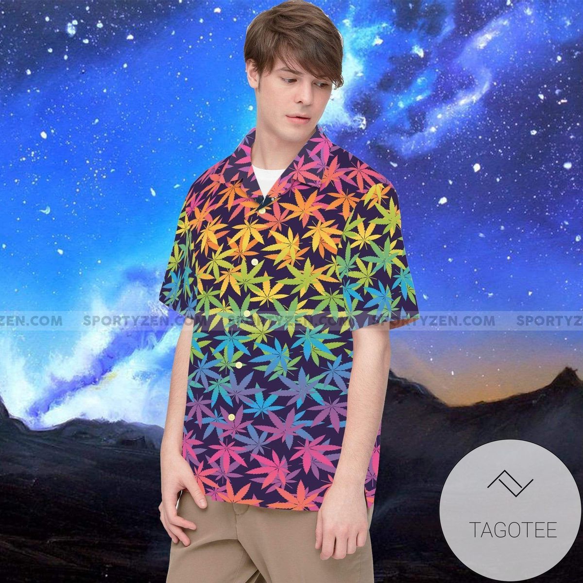 Get Here Hippie Weed Rainbow Color Tropical Hawaiian Shirt