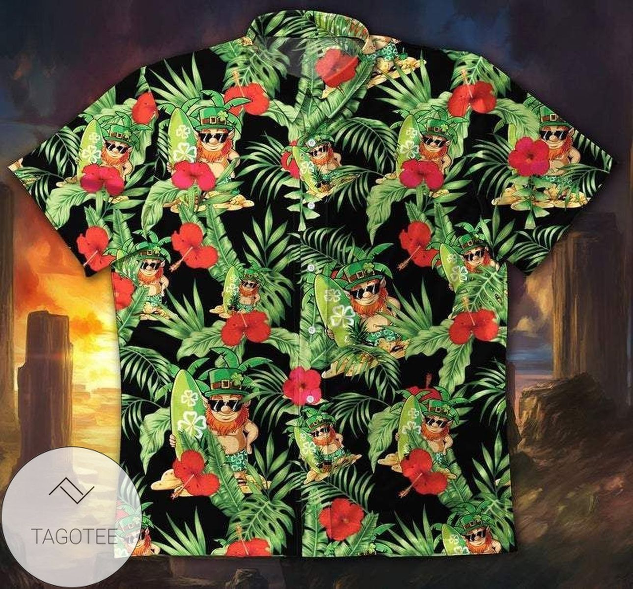 Get Here IrisLeprechaun WitFlower Happy St Patricks Day Hawaiian Shirt