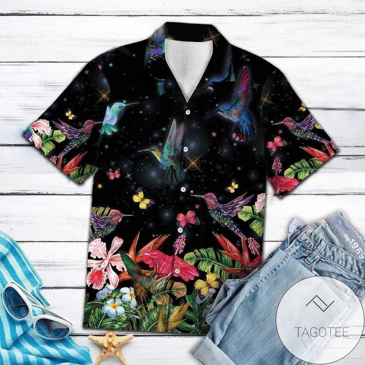 Get Now Sparkling Hummingbird In Flower Garden Hawaiian Shirts