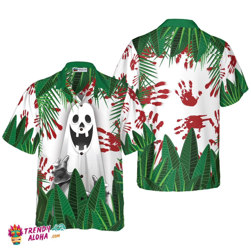 Ghost In The Bushes Halloween Hawaiian Shirt, Unique Halloween Shirt For Men And Women
