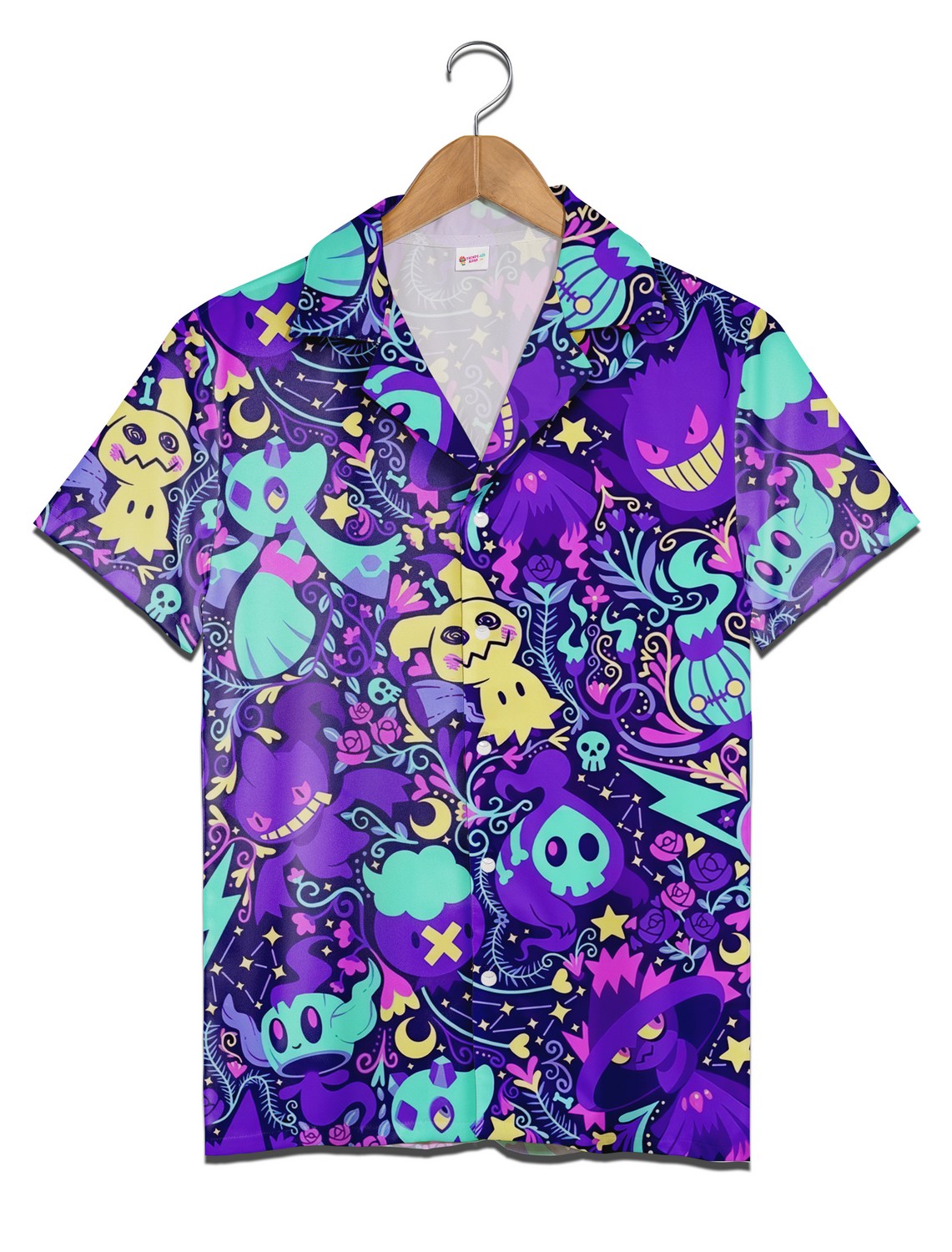Ghost Pokemon Hawaiian Shirt Mimi Ghost Summer Aloha Set Paisley Pattern