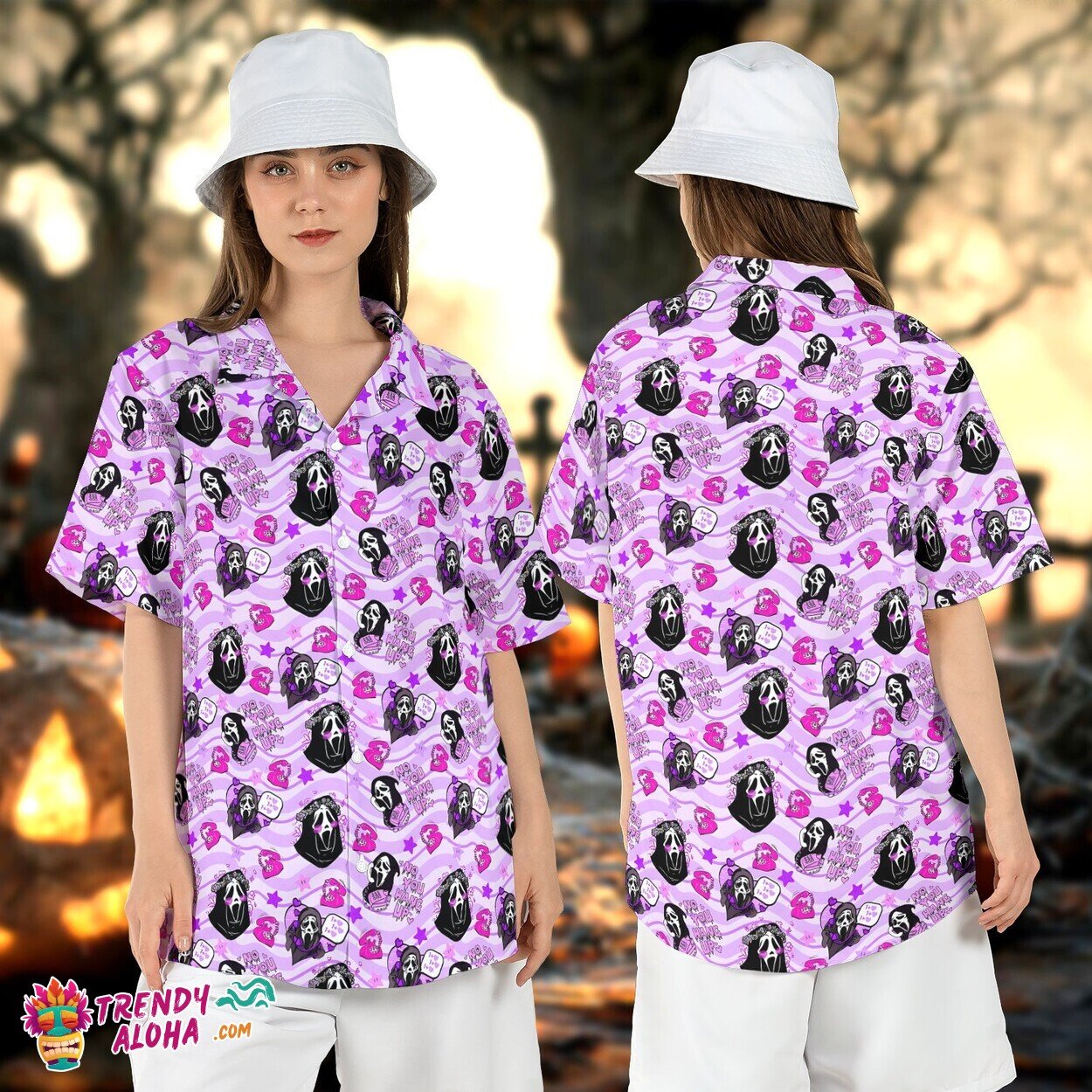 Ghostface Scream Halloween Call Hawaiian Horror Movie Aloha Top