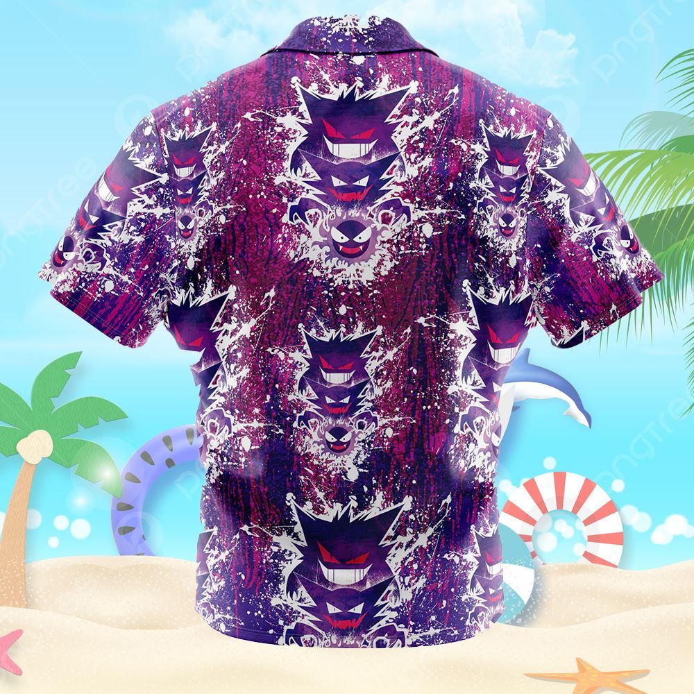 Ghostly Evolution Ghastly Haunter Gengar Pokemon Button Up Hawaiian Shirt Ghostly Evolution Ghastly Haunter Gengar Pokemon Button Up Hawaiian Shirt