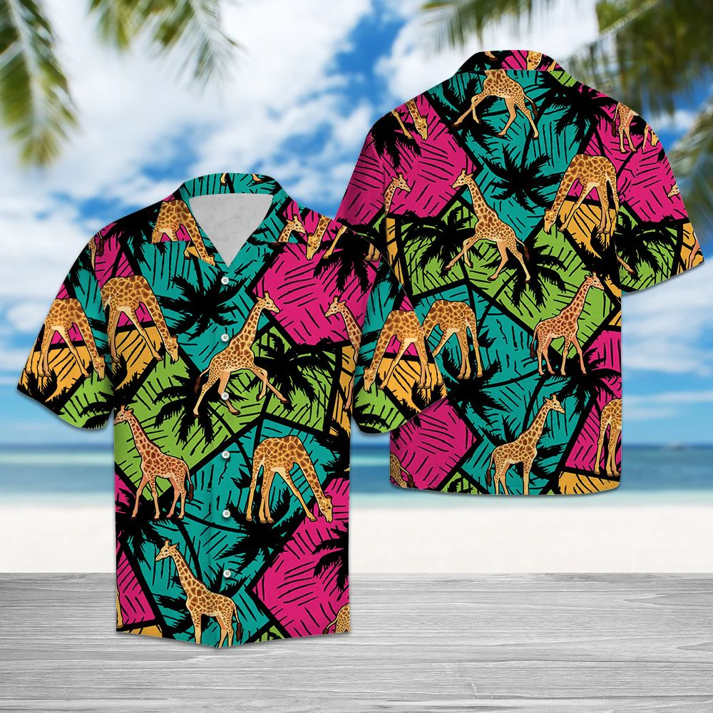 Giraffe Coconut Palm Tree Trendy Hawaiian Shirt Summer Gifts Giraffe Coconut Palm Tree Trendy Hawaiian Shirt Summer Gifts