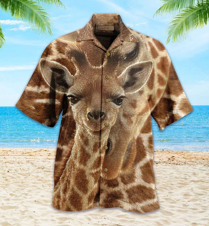 Giraffe Cute Brown Hawaiian Shirt 3D Summer Gifts