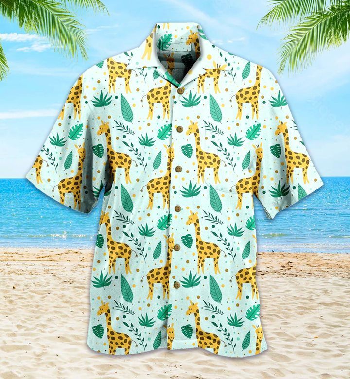 Giraffe Cute Pattern Green Hawaiian Shirt 3D Summer Gifts