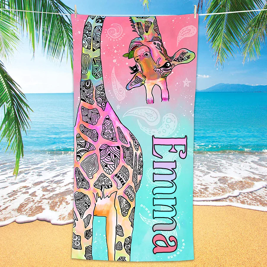 Giraffe Mandala Unique Beach Towels Microfiber Perfect Kids Women