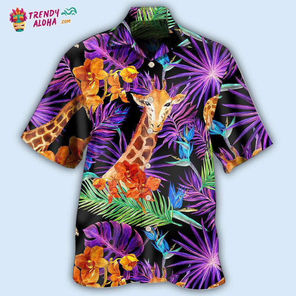 Giraffe Tropical Leaf Hawaiian Shirt – Trendy Aloha