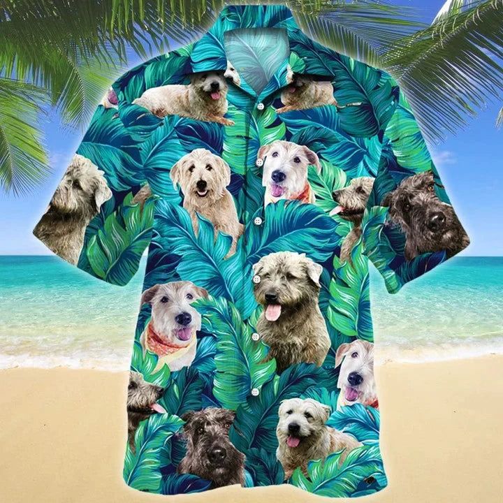 Glen Of Imaal Terrier Dog Lovers Blue And Green Leave Hawaiian Shirt Glen Of Imaal Terrier Dog Lovers Blue And Green Leave Hawaiian Shirt