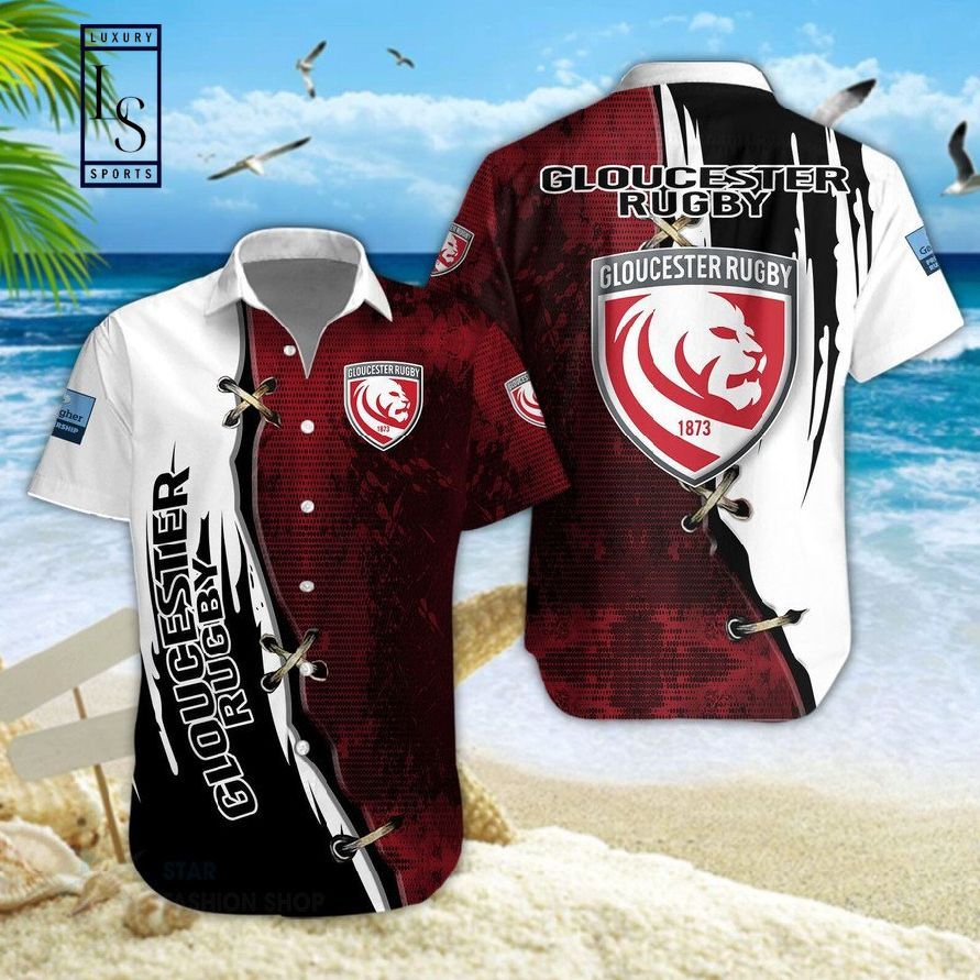 Gloucester Rugby Pattern Hawaiian Shirt