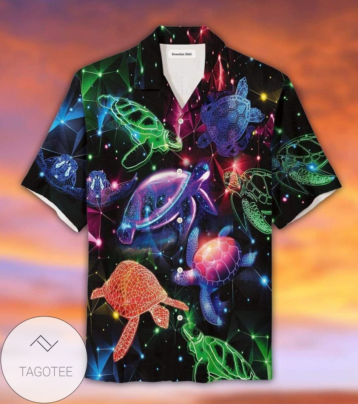 Glowing Turtle Elegance Design Hawaiian Shirt Exclusive Tropical Style