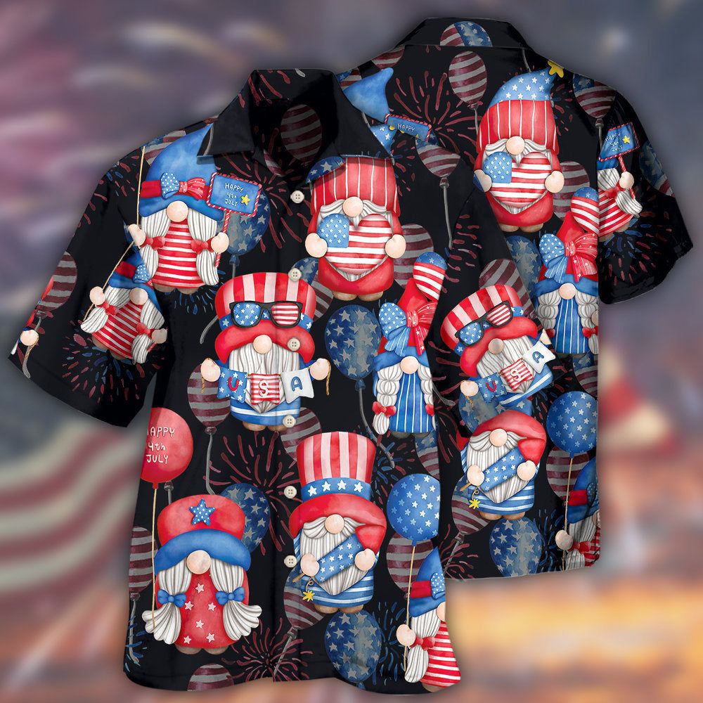 Gnome America Independence Day Fourth Of July Hawaiian Shirt