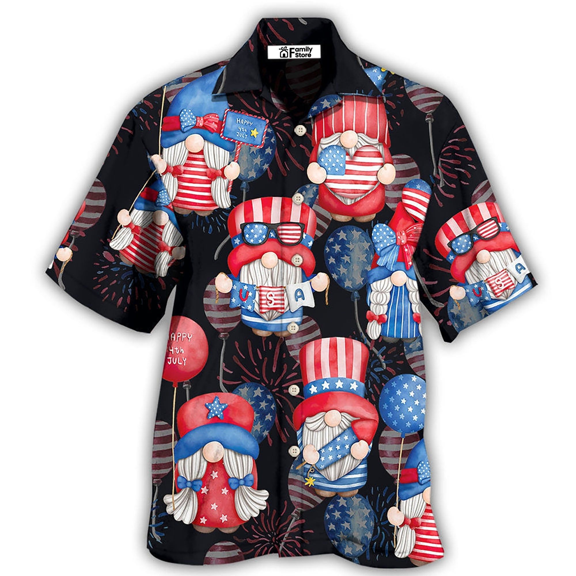 Gnome America Independence Day Fourth Of July Hawaiian Shirt