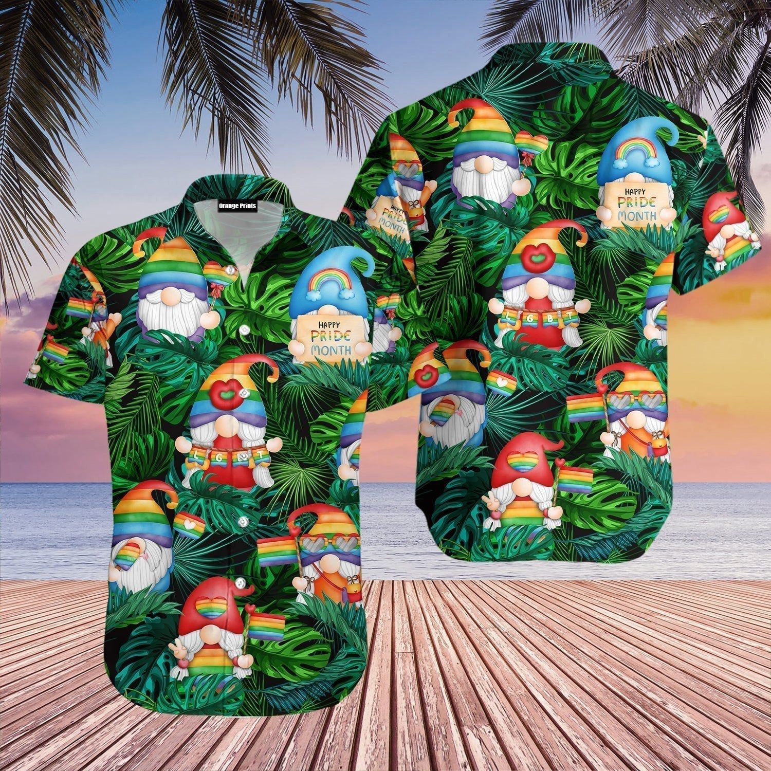 Gnomes Lgbt Rainbow Friend Lovers Love Is Pride Aloha Hawaiian Shirts For Men & For Women |