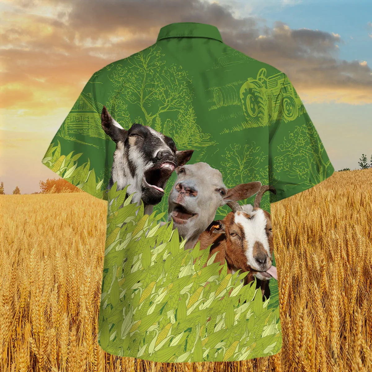 Goat Farm Corn Pattern Trendy Hawaiian Shirt, Goat Trendy Hawaiian Shirt, Summer Trendy Hawaiian Shirt For Men And Women