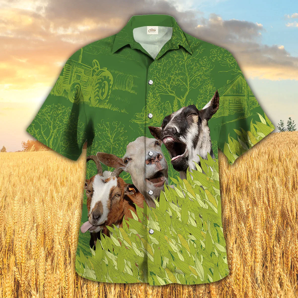 Goat Farm Corn Pattern Trendy Hawaiian Shirt, Goat Trendy Hawaiian Shirt, Summer Trendy Hawaiian Shirt For Men And Women Goat Farm Corn Pattern Trendy Hawaiian Shirt, Goat Trendy Hawaiian Shirt, Summer Trendy Hawaiian Shirt For Men And Women