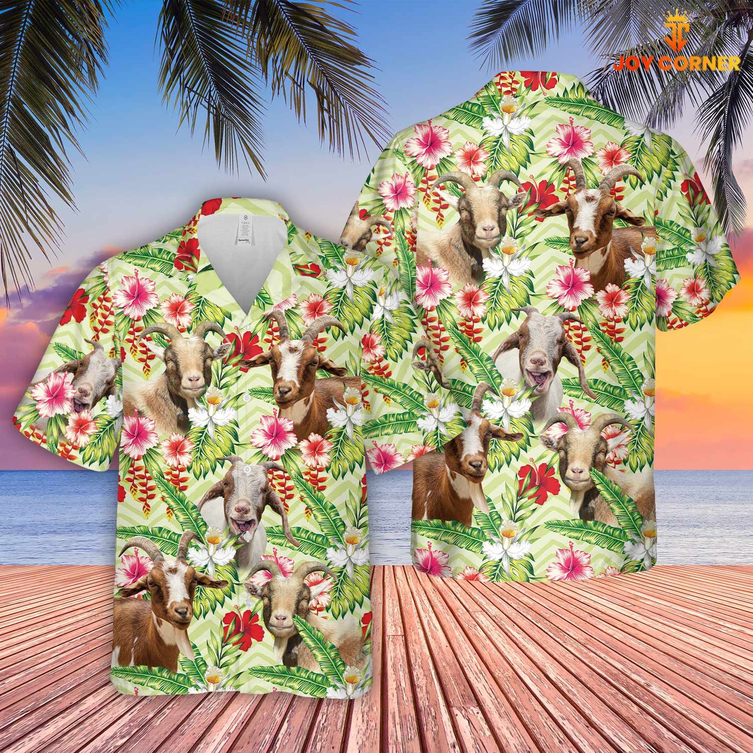 Goat Floral Hibiscus 3D Hawaiian Shirt Stylish Printed Design