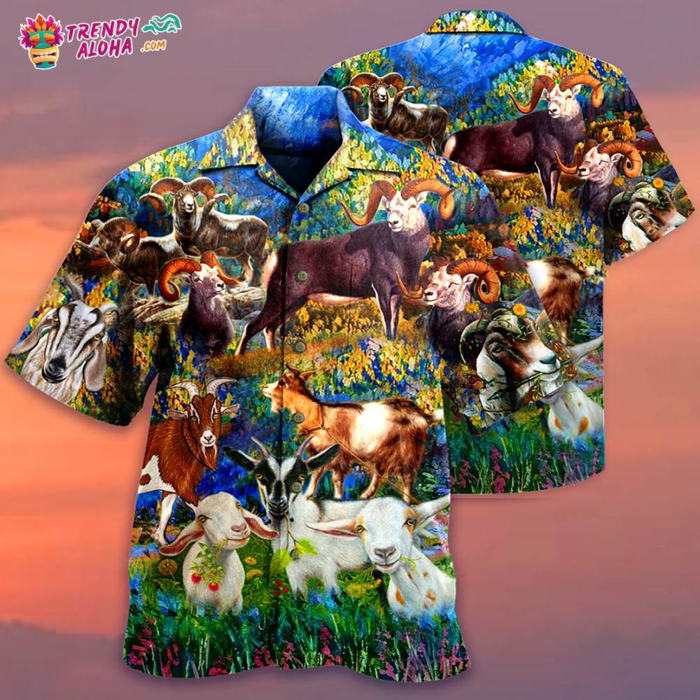 Goat Love Animals Life Grass Hawaiian Shirt – Trendy Aloha