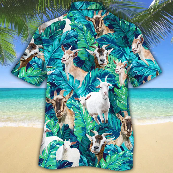 Goat Lovers Trendy Hawaiian Shirt, Goat Short Sleeve Hawaiian Aloha Shirt, Hawaii Shirt For Men, Hawaii Shirt Women