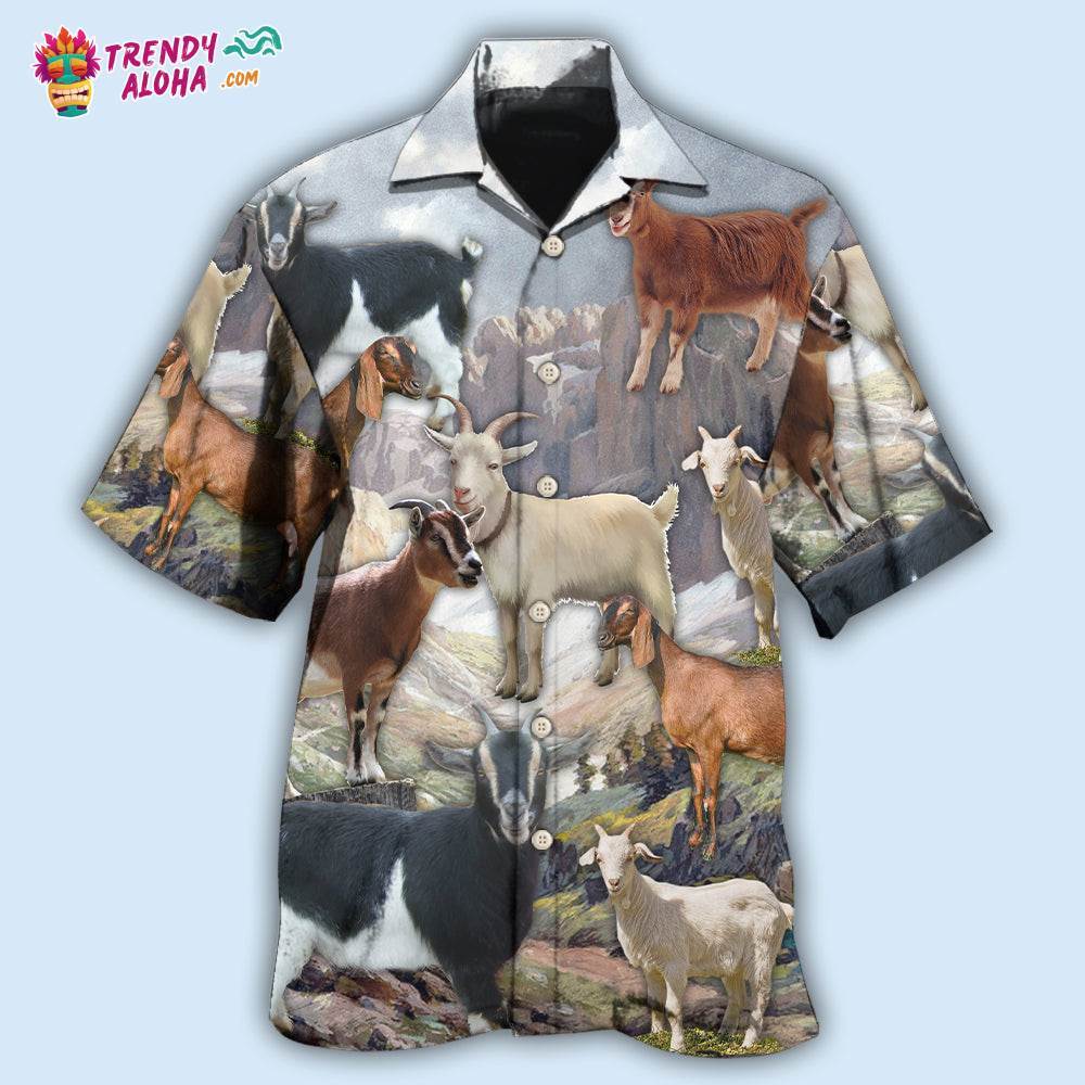 Goat On Mountain Hawaiian Shirt – Trendy Aloha