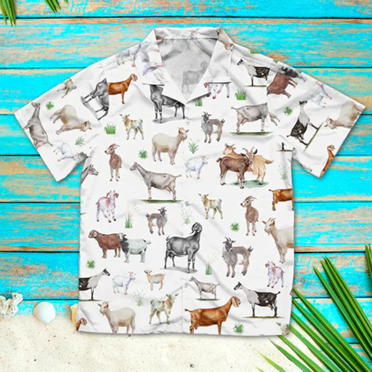 Goat Painting Pattern Trendy Hawaiian Shirt, Summer Trendy Hawaiian Shirts For Men And Women Aloha Beach Shirt