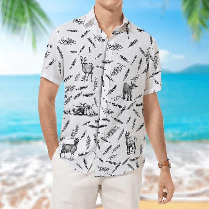 Goat Pattern – Trendy Hawaiian Shirt, Animal Farm Goat Trendy Hawaiian Shirts For Men, Women